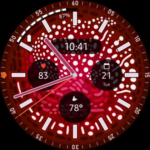 Whale Shark watch face in the red theme on a Galaxy Watch Ultra